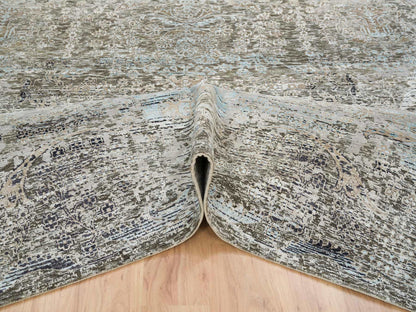 Brown 8'3" x 10'0" Transitional Hand knotted Wool/Silk Rug - Sku: O065663