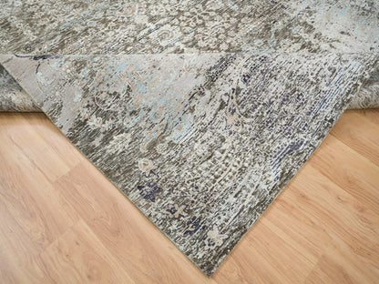 Brown 8'3" x 10'0" Transitional Hand knotted Wool/Silk Rug - Sku: O065663