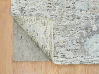 Transitional hand-knotted wool/silk rug in Ivory, 10' x 14'3" — SKU O065672 (view 4)