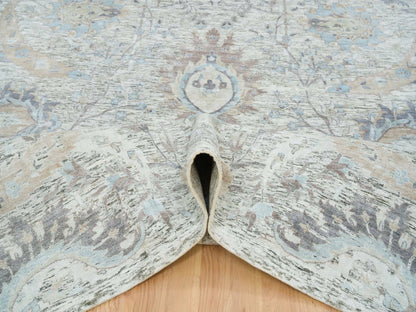 Transitional hand-knotted wool/silk rug in Ivory, 10' x 14'3" — SKU O065672 (view 5)