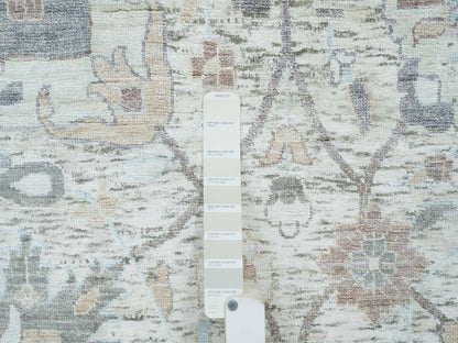 Tabriz Transitional hand-knotted silk rug in Ivory, 12' x 15'5" — SKU O065683 (view 7)
