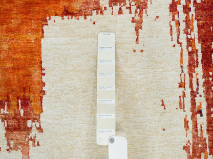 Modern / Contemporary hand-knotted wool/silk rug in Multicolored, 5'10" x 9'1" — SKU O065691 (view 7)