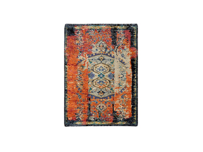 Orange 2'2" x 3'2" Transitional Hand knotted Wool Rug - Sku: O065698