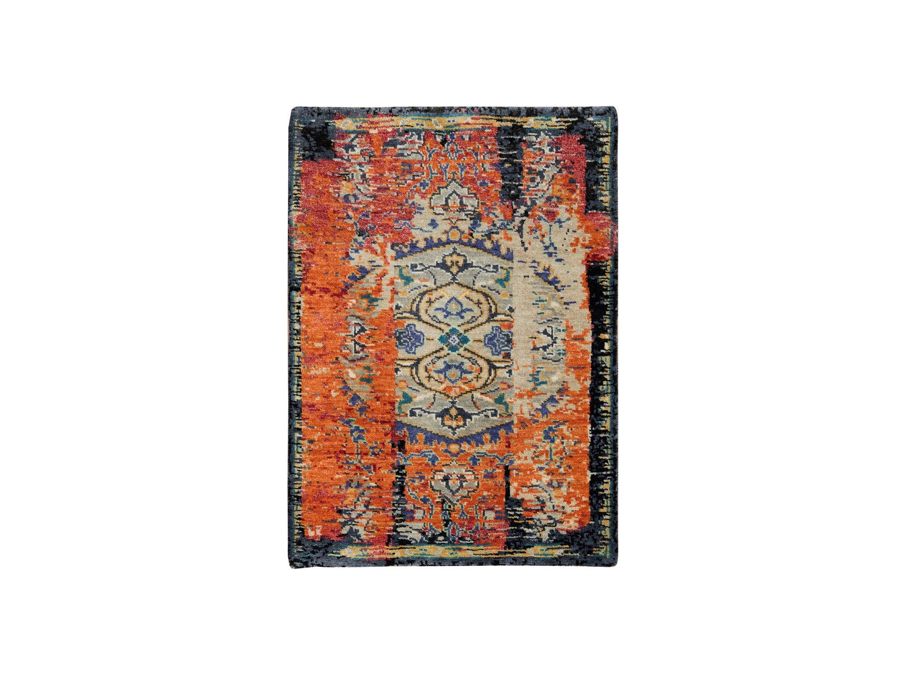 Transitional hand-knotted wool rug in Orange, 2'2" x 3'2" — SKU O065698