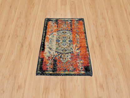 Orange 2'2" x 3'2" Transitional Hand knotted Wool Rug - Sku: O065698