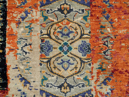 Orange 2'2" x 3'2" Transitional Hand knotted Wool Rug - Sku: O065698