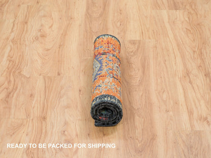 Orange 2'2" x 3'2" Transitional Hand knotted Wool Rug - Sku: O065698