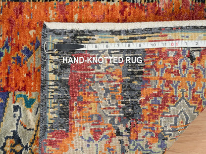 Orange 2'2" x 3'2" Transitional Hand knotted Wool Rug - Sku: O065698