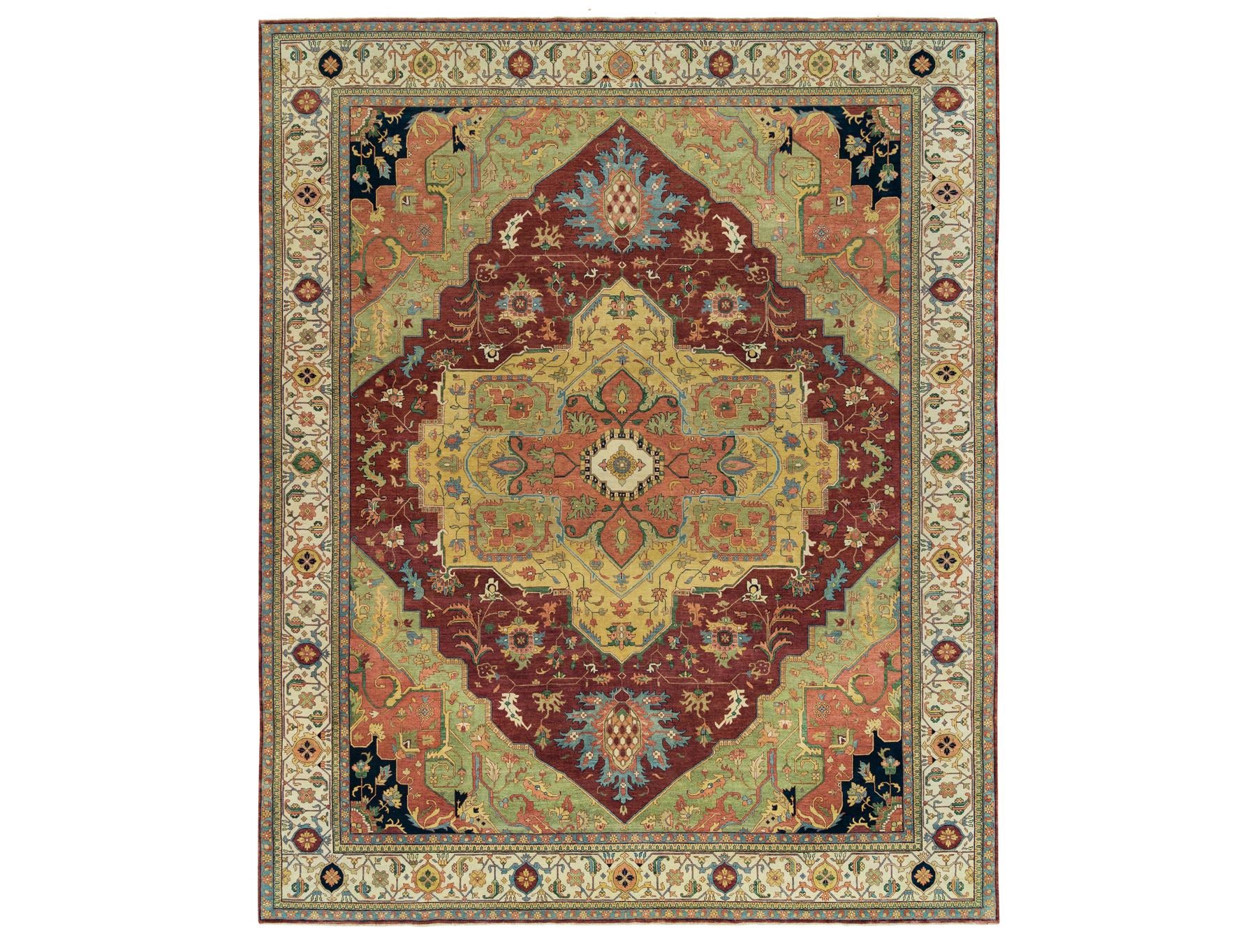 Heriz Heriz hand-knotted wool rug in Red & Ivory, 12' x 15'2" — SKU O065707