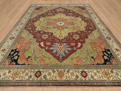 Heriz Heriz hand-knotted wool rug in Red & Ivory, 12' x 15'2" — SKU O065707 (view 2)
