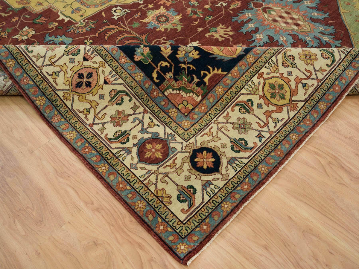 Heriz Heriz hand-knotted wool rug in Red & Ivory, 12' x 15'2" — SKU O065707 (view 6)