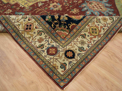Heriz Heriz hand-knotted wool rug in Red & Ivory, 12' x 15'2" — SKU O065707 (view 6)