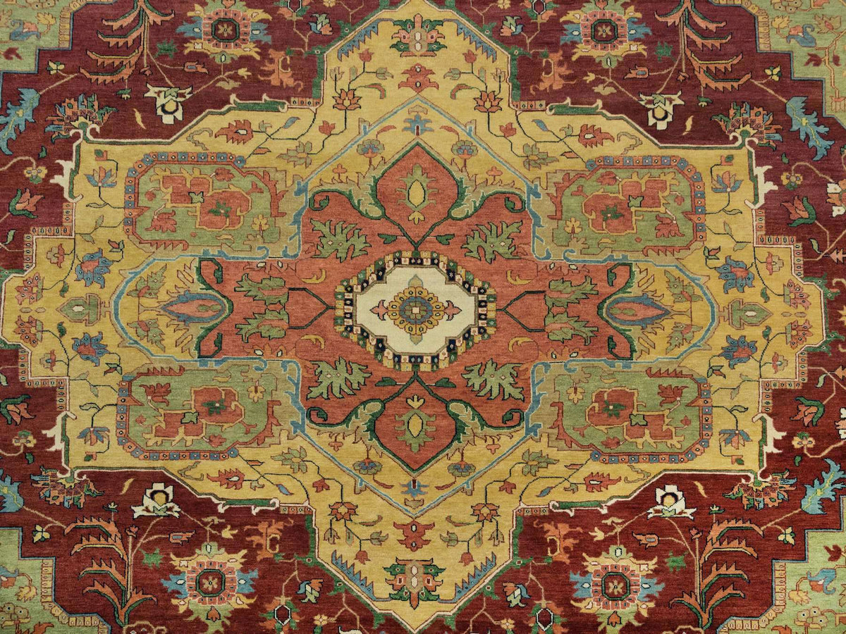 Heriz Heriz hand-knotted wool rug in Red & Ivory, 12' x 15'2" — SKU O065707 (view 8)