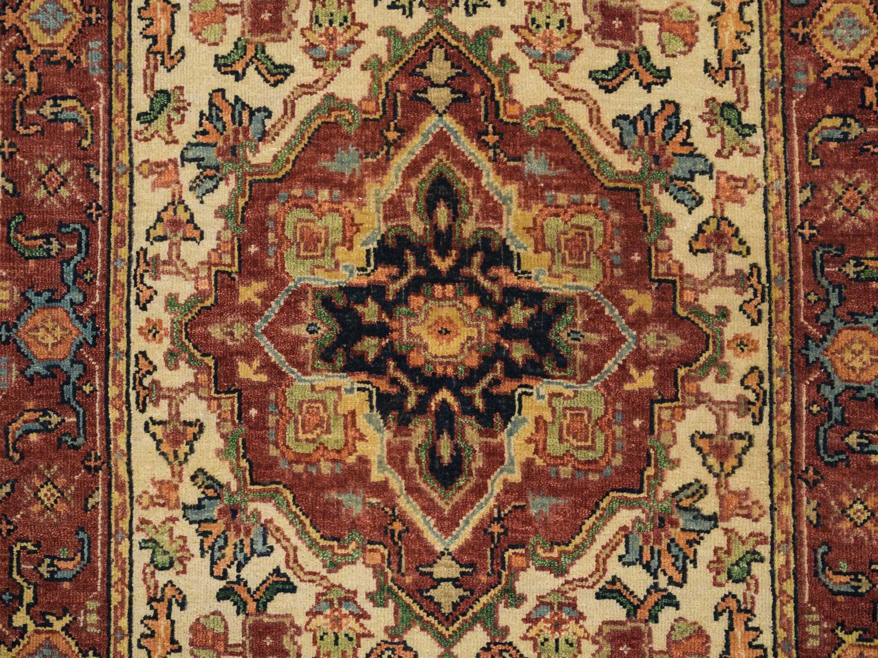 Heriz Heriz hand-knotted wool runner in Ivory & Red, 2'7" x 20' — SKU O065709 (view 5)