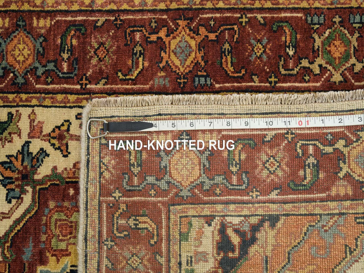 Heriz Heriz hand-knotted wool runner in Ivory & Red, 2'7" x 20' — SKU O065709 (view 8)