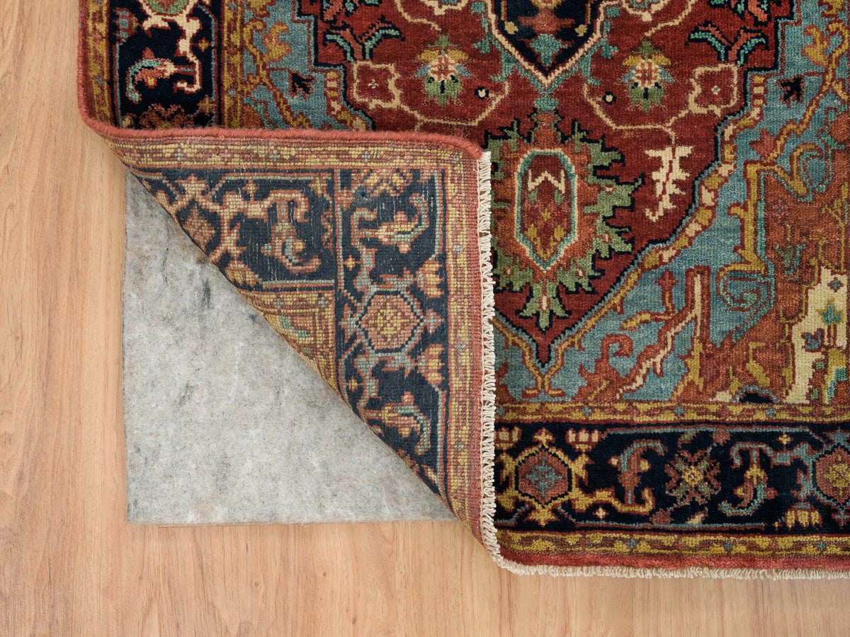 Heriz Heriz hand-knotted wool runner in Red & Navy Blue, 2'6" x 18' — SKU O065712 (view 3)