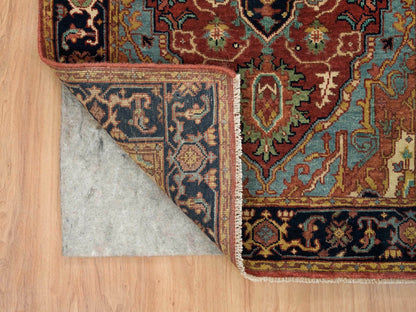 Heriz Heriz hand-knotted wool runner in Red & Navy Blue, 2'6" x 18' — SKU O065712 (view 3)