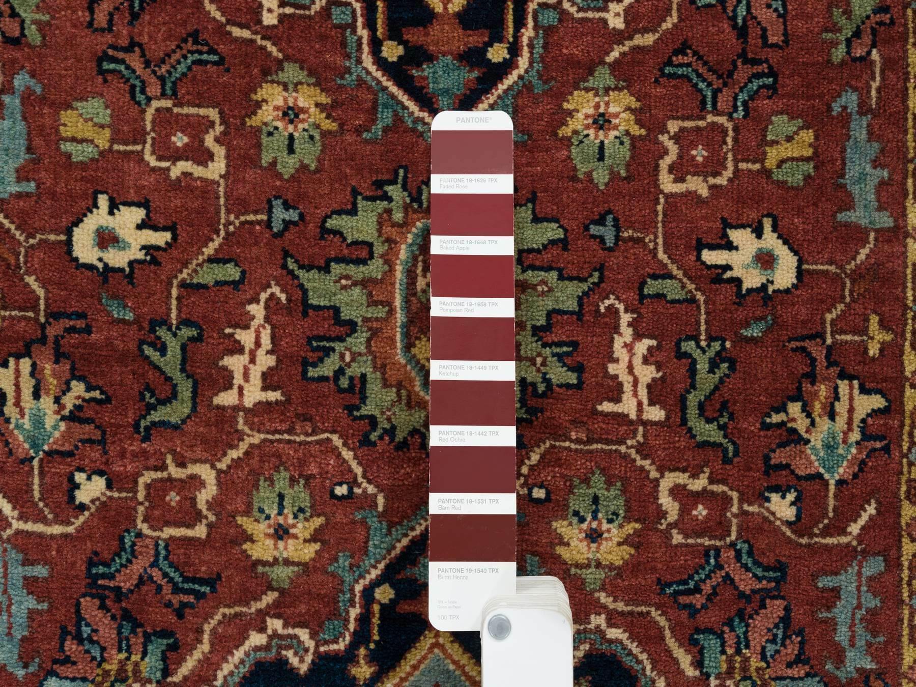 Heriz Heriz hand-knotted wool runner in Red & Navy Blue, 2'6" x 18' — SKU O065712 (view 4)