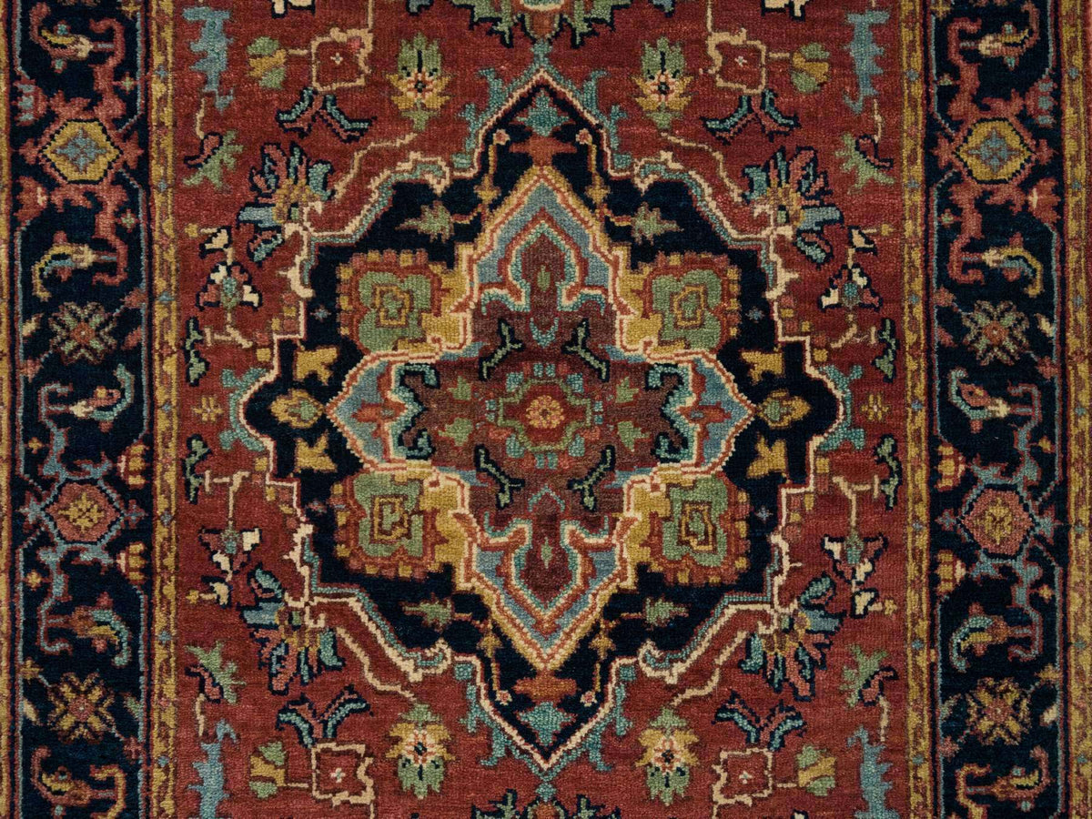 Heriz Heriz hand-knotted wool runner in Red & Navy Blue, 2'6" x 18' — SKU O065712 (view 5)