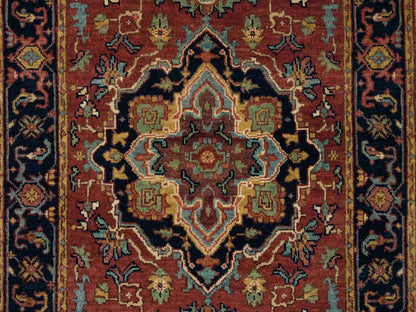 Heriz Heriz hand-knotted wool runner in Red & Navy Blue, 2'6" x 18' — SKU O065712 (view 5)