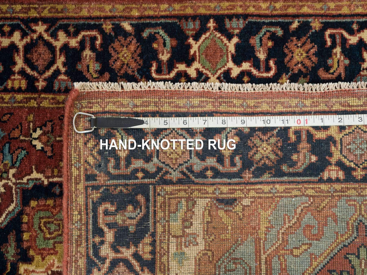 Heriz Heriz hand-knotted wool runner in Red & Navy Blue, 2'6" x 18' — SKU O065712 (view 8)