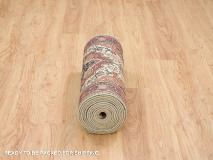 Heriz Heriz hand-knotted wool runner in Ivory & Red, 2'6" x 18' — SKU O065714 (view 6)