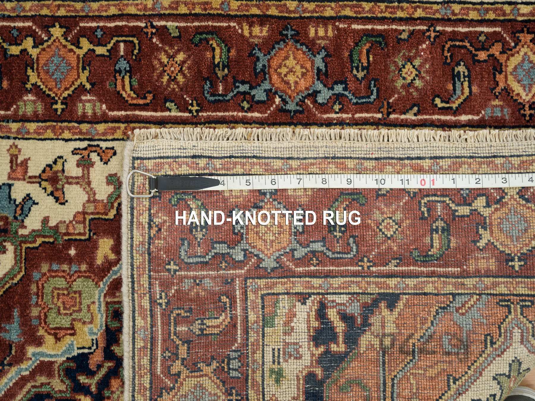 Heriz Heriz hand-knotted wool runner in Ivory & Red, 2'6" x 18' — SKU O065714 (view 8)