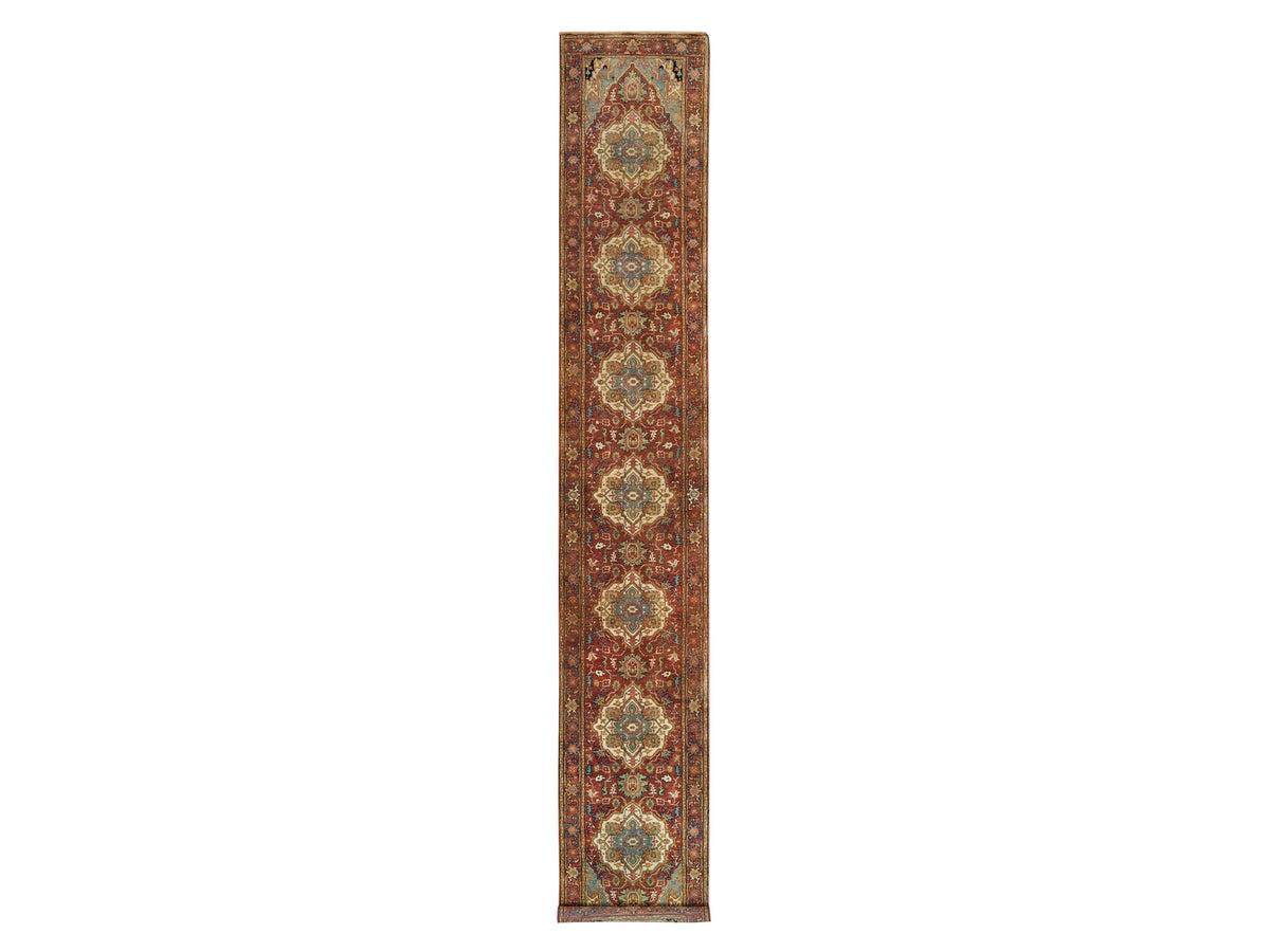 Heriz Heriz hand-knotted wool runner in Red, 2'7" x 16'2" — SKU O065721