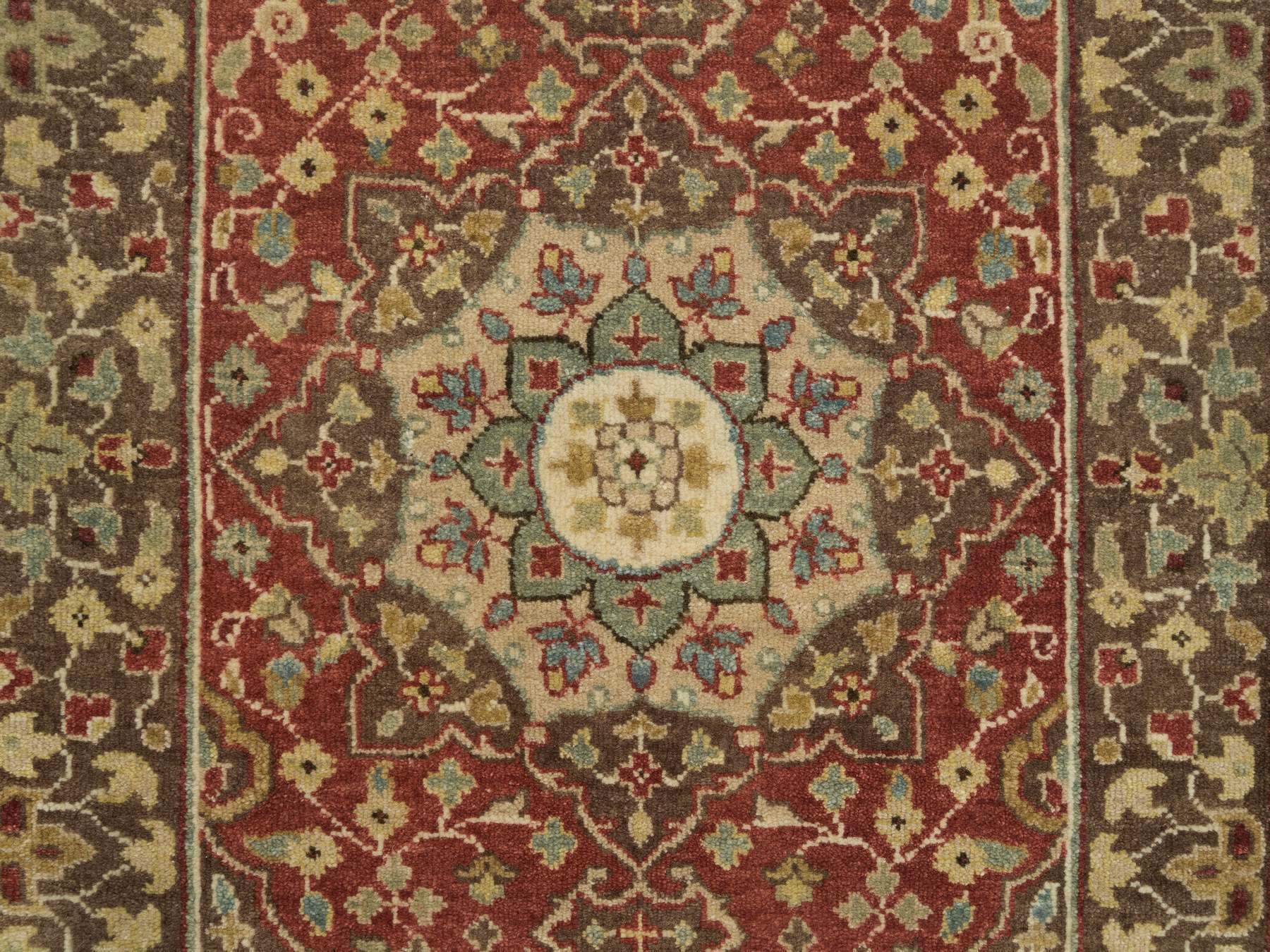Tabriz Fine Oriental hand-knotted wool runner in Red & Brown, 2'7" x 20'1" — SKU O065729 (view 5)