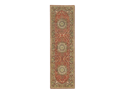 Tabriz Fine Oriental hand-knotted wool runner in Red & Brown, 2'6" x 8'3" — SKU O065731