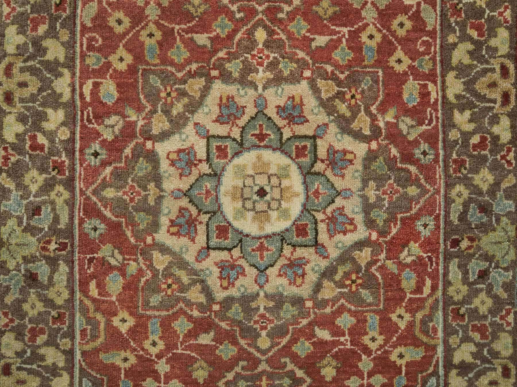 Tabriz Fine Oriental hand-knotted wool runner in Red & Brown, 2'6" x 8'3" — SKU O065731 (view 5)