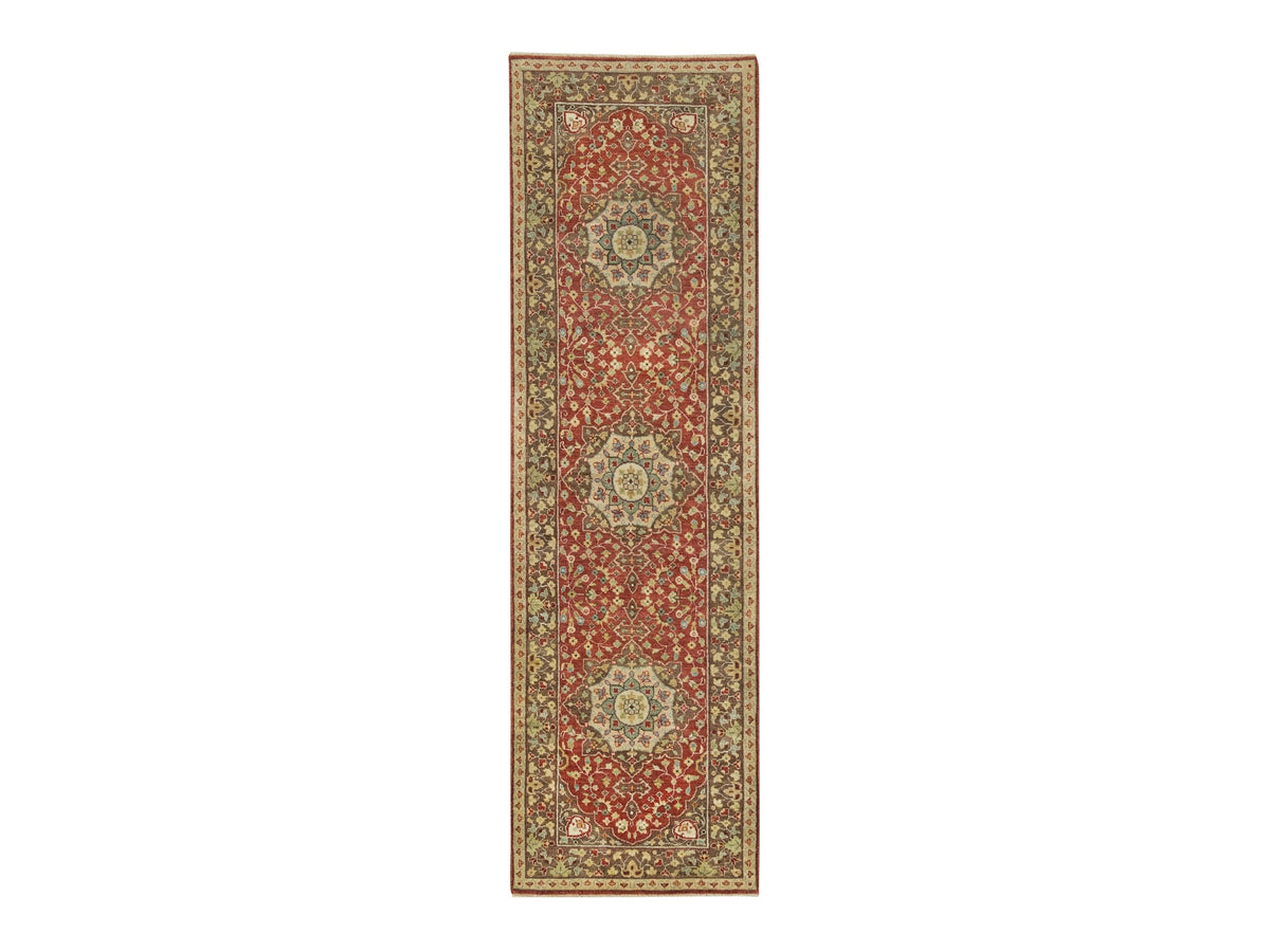 Tabriz Fine Oriental hand-knotted wool runner in Red & Brown, 2'6" x 8'3" — SKU O065733
