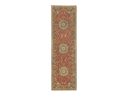 Tabriz Fine Oriental hand-knotted wool runner in Red & Brown, 2'6" x 8'3" — SKU O065733
