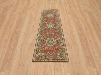 Tabriz Fine Oriental hand-knotted wool runner in Red & Brown, 2'6" x 8'3" — SKU O065733 (view 2)