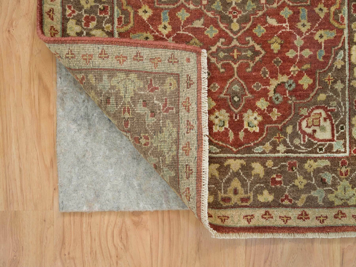 Tabriz Fine Oriental hand-knotted wool runner in Red & Brown, 2'6" x 8'3" — SKU O065733 (view 3)