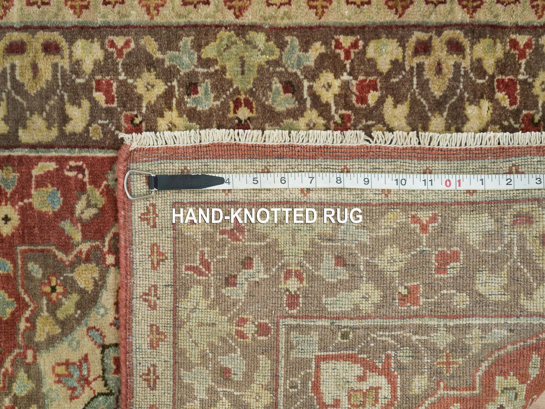 Tabriz Fine Oriental hand-knotted wool runner in Red & Brown, 2'6" x 8'3" — SKU O065733 (view 8)