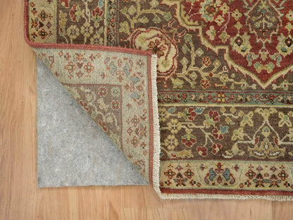 Tabriz Fine Oriental hand-knotted wool rug in Red & Brown, 4'2" x 6'1" — SKU O065746 (view 3)