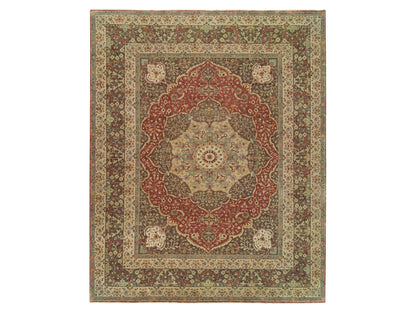 Tabriz Fine Oriental hand-knotted wool rug in Red & Brown, 12' x 15'2" — SKU O065753