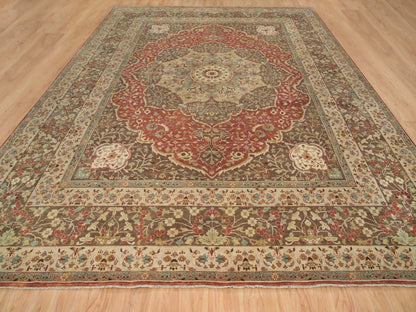 Tabriz Fine Oriental hand-knotted wool rug in Red & Brown, 12' x 15'2" — SKU O065753 (view 2)