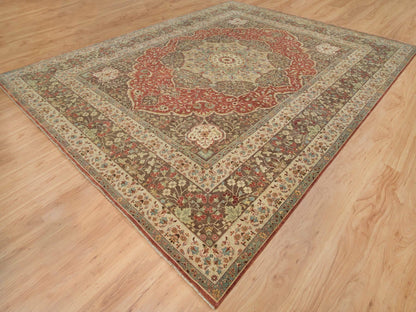 Tabriz Fine Oriental hand-knotted wool rug in Red & Brown, 12' x 15'2" — SKU O065753 (view 3)