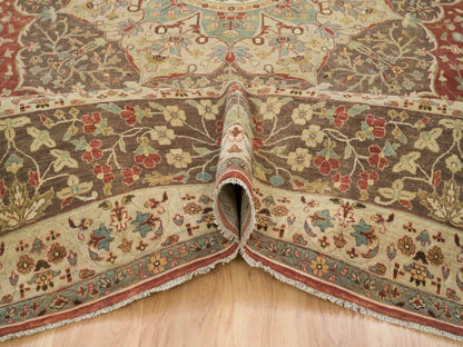 Tabriz Fine Oriental hand-knotted wool rug in Red & Brown, 12' x 15'2" — SKU O065753 (view 5)