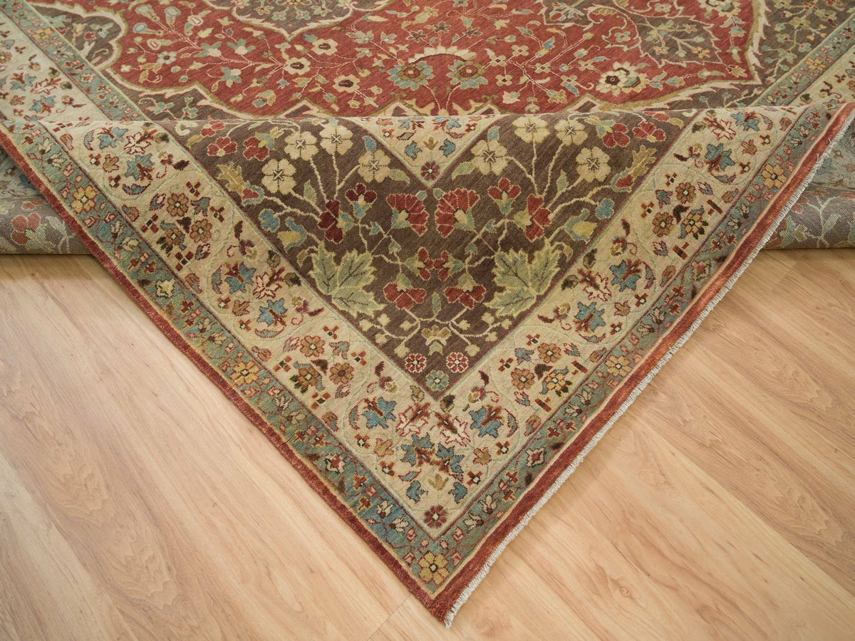 Tabriz Fine Oriental hand-knotted wool rug in Red & Brown, 12' x 15'2" — SKU O065753 (view 6)