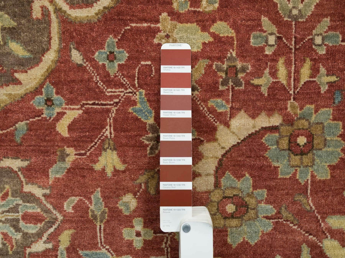 Tabriz Fine Oriental hand-knotted wool rug in Red & Brown, 12' x 15'2" — SKU O065753 (view 7)
