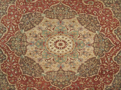 Tabriz Fine Oriental hand-knotted wool rug in Red & Brown, 12' x 15'2" — SKU O065753 (view 8)