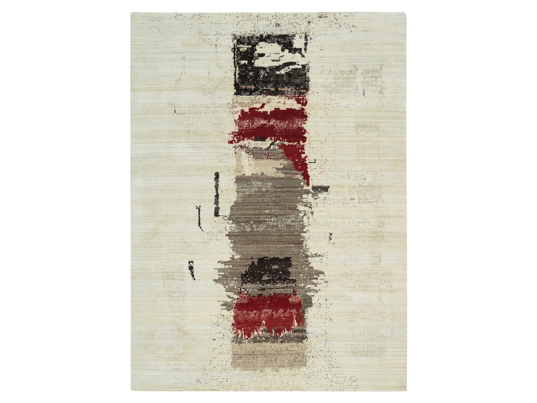 Gabbeh Modern / Contemporary hand-knotted wool rug in Ivory, 8'3" x 11'3" — SKU O065763