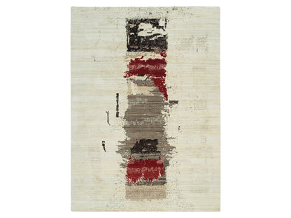 Gabbeh Modern / Contemporary hand-knotted wool rug in Ivory, 8'3" x 11'3" — SKU O065763