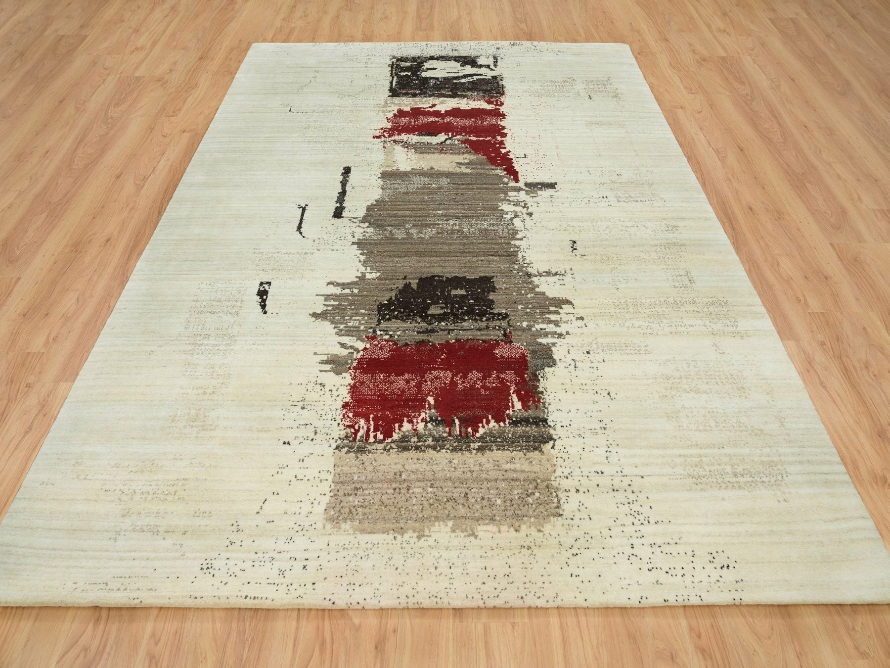Gabbeh Modern / Contemporary hand-knotted wool rug in Ivory, 8'3" x 11'3" — SKU O065763 (view 2)