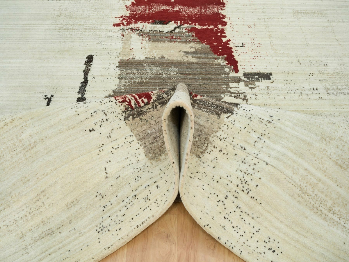 Gabbeh Modern / Contemporary hand-knotted wool rug in Ivory, 8'3" x 11'3" — SKU O065763 (view 5)