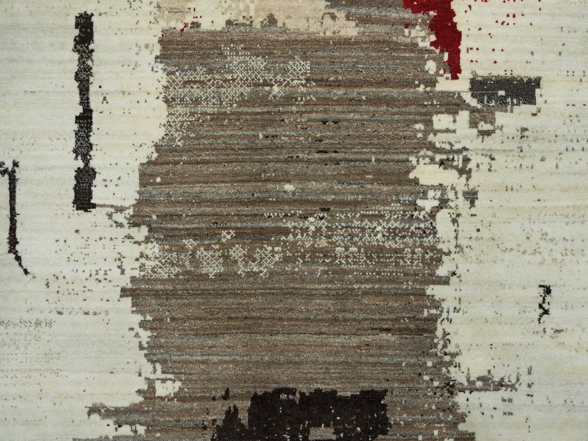 Gabbeh Modern / Contemporary hand-knotted wool rug in Ivory, 8'3" x 11'3" — SKU O065763 (view 8)