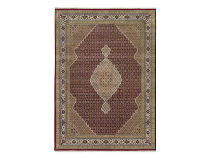 Tabriz Fine Oriental hand-knotted wool rug in Red & Porcelain Ivory, 10' x 13'10" — SKU O065769